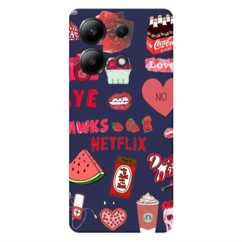 Xiaomi Redmi Note 13 4G pizza is my valentine Dark blue Colored Silicone TPU Θήκη