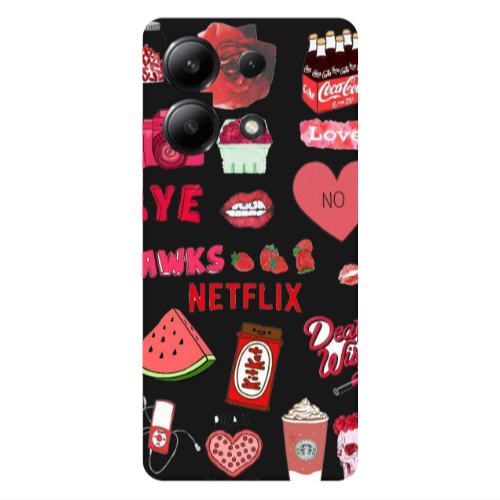 Xiaomi Redmi Note 13 4G pizza is my valentine Black Colored Silicone TPU Θήκη