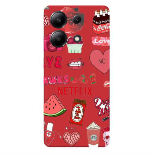 Xiaomi Redmi Note 13 4G pizza is my valentine Red Colored Silicone TPU Θήκη