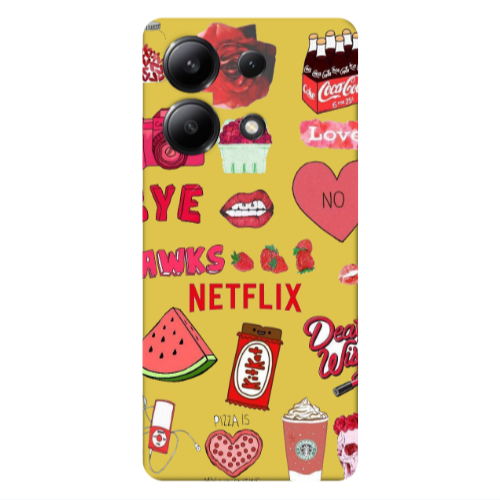 Xiaomi Redmi Note 13 4G pizza is my valentine Yellow Colored Silicone TPU Θήκη