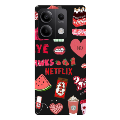Xiaomi Redmi Note 13Pro 5G pizza is my valentine Black Colored Silicone TPU Θήκη