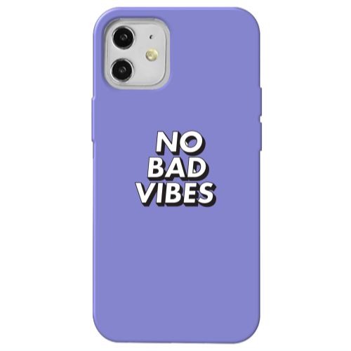 Apple iPhone 12 No bad vibes Purple Colored Silicone TPU Θήκη
