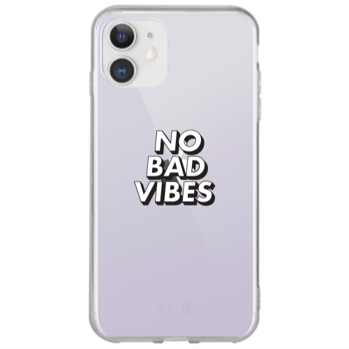 Apple iPhone 12 No bad vibes Transparent Silicone TPU Θήκη
