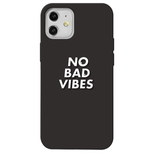 Apple iPhone 12 No bad vibes Black Colored Silicone TPU Θήκη