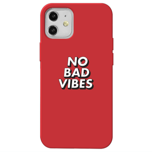 Apple iPhone 12 No bad vibes Red Colored Silicone TPU Θήκη