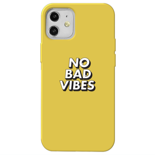 Apple iPhone 12 No bad vibes Yellow Colored Silicone TPU Θήκη