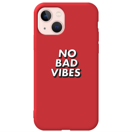Apple iPhone 13 No bad vibes Red Colored Silicone TPU Θήκη
