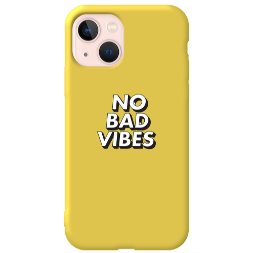 Apple iPhone 13 No bad vibes Yellow Colored Silicone TPU Θήκη