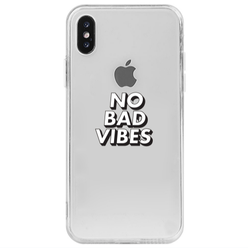 Apple iPhone X No bad vibes Transparent Silicone TPU Θήκη