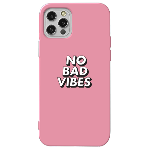 Apple iPhone 13 Pro No bad vibes Pink Colored Silicone TPU Θήκη