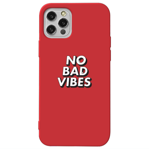Apple iPhone 12 Pro No bad vibes Red Colored Silicone TPU Θήκη