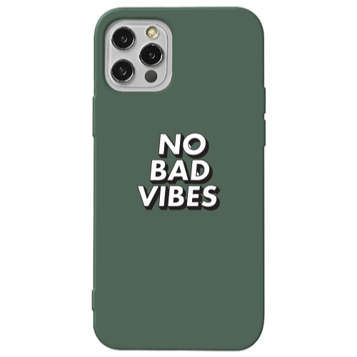 Apple iPhone 12 Pro No bad vibes Dark Green Colored Silicone TPU Θήκη