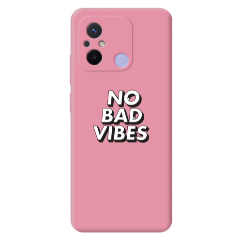 Xiaomi Redmi 12C No bad vibes Pink Colored Silicone TPU Θήκη