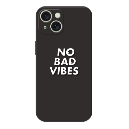 Apple iPhone 15 No bad vibes Black Colored Silicone TPU Θήκη