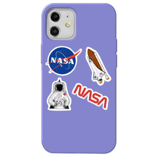 Apple iPhone 12 Nasa Purple Colored Silicone TPU Θήκη
