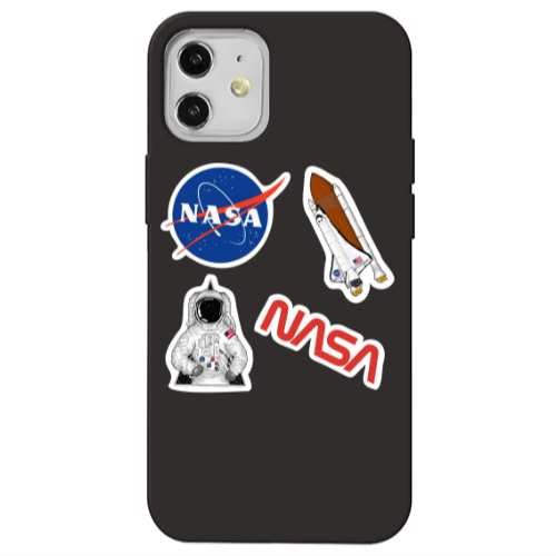 Apple iPhone 12 Nasa Black Colored Silicone TPU Θήκη