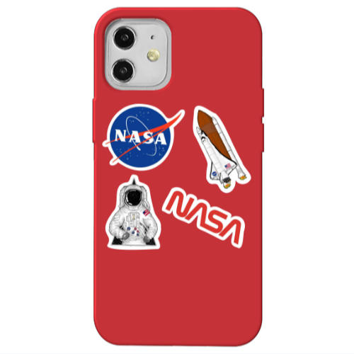 Apple iPhone 12 Nasa Red Colored Silicone TPU Θήκη