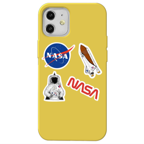 Apple iPhone 12 Nasa Yellow Colored Silicone TPU Θήκη