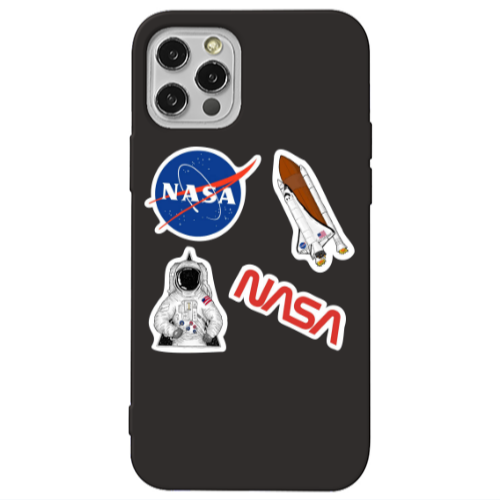 Apple iPhone 12 Pro Nasa Black Colored Silicone TPU Θήκη