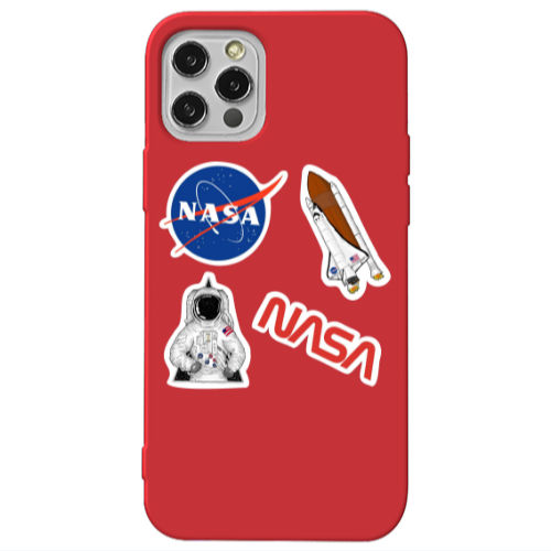 Apple iPhone 12 Pro Nasa Red Colored Silicone TPU Θήκη