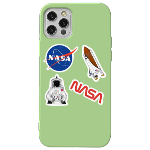 Apple iPhone 12 Pro Nasa Light Green Colored Silicone TPU Θήκη