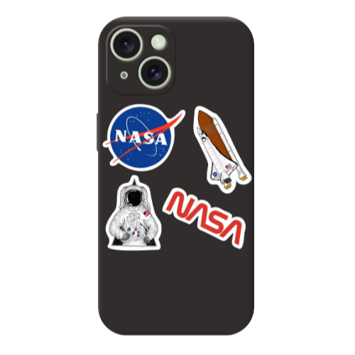 Apple iPhone 15 Nasa Black Colored Silicone TPU Θήκη