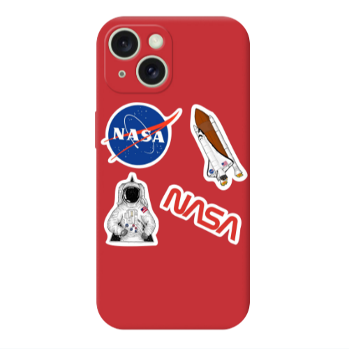 Apple iPhone 15 Nasa Red Colored Silicone TPU Θήκη