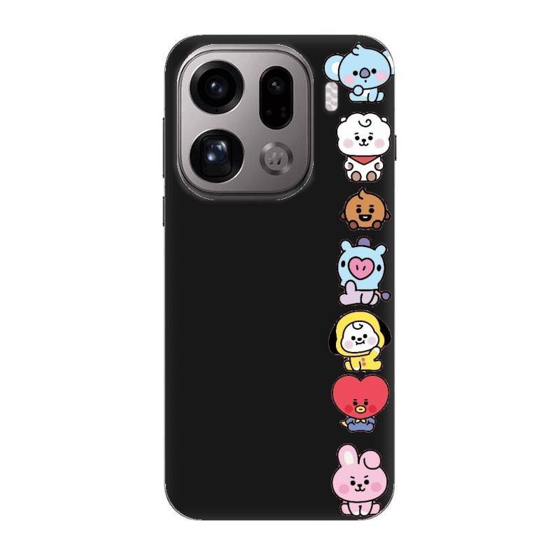 Oppo Find X9 Pro Lovely animals Black Colored Silicone TPU Θήκη