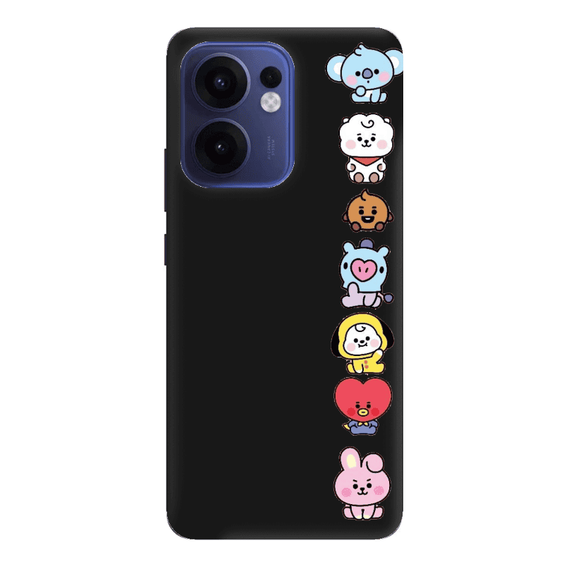 Oppo Reno 13 F Lovely animals Black Colored Silicone TPU Θήκη