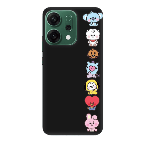 Oppo RENO 14 Lovely animals Black Colored Silicone TPU Θήκη