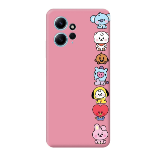 Xiaomi Redmi Note 12 4G Lovely animals Pink Colored Silicone TPU Θήκη