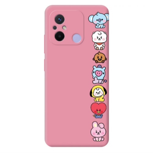 Xiaomi Redmi 12C Lovely animals Pink Colored Silicone TPU Θήκη