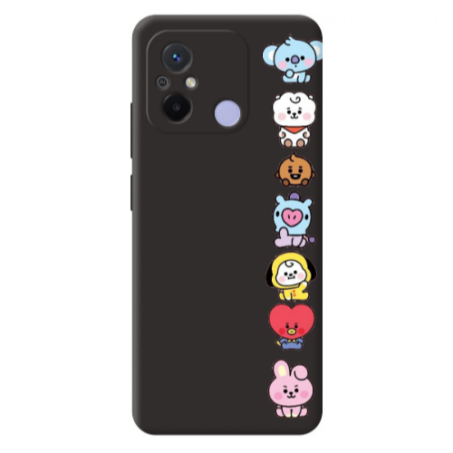 Xiaomi Redmi 12C Lovely animals Black Colored Silicone TPU Θήκη