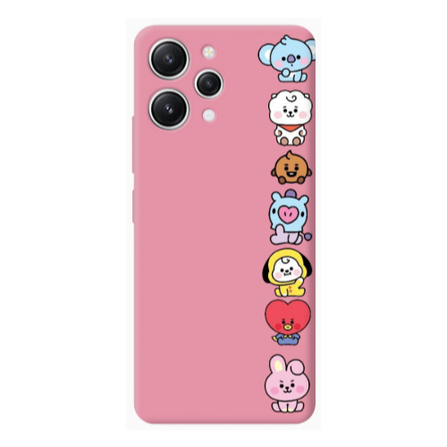 Xiaomi Redmi 12 Lovely animals Pink Colored Silicone TPU Θήκη