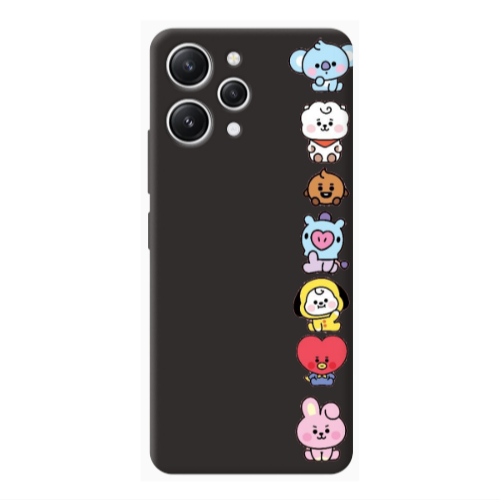 Xiaomi Redmi 12 Lovely animals Black Colored Silicone TPU Θήκη