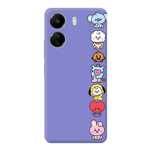 Xiaomi Redmi 13C Lovely animals Purple Colored Silicone TPU Θήκη