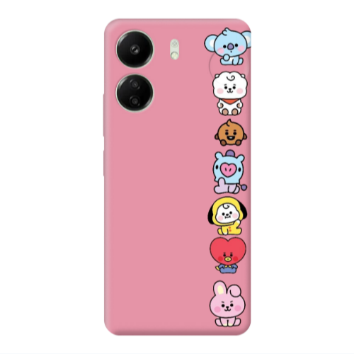 Xiaomi Redmi 13C Lovely animals Pink Colored Silicone TPU Θήκη