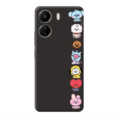 Xiaomi Redmi 13C Lovely animals Black Colored Silicone TPU Θήκη