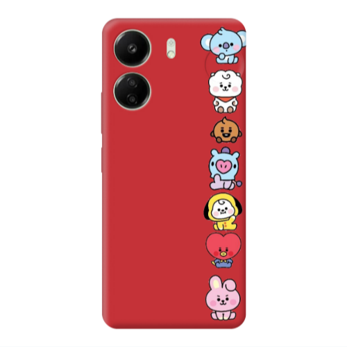 Xiaomi Redmi 13C Lovely animals Red Colored Silicone TPU Θήκη