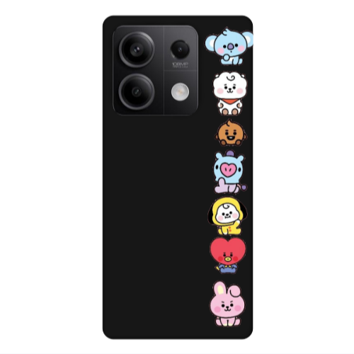 Xiaomi Redmi Note 13 5G Lovely animals Black Colored Silicone TPU Θήκη