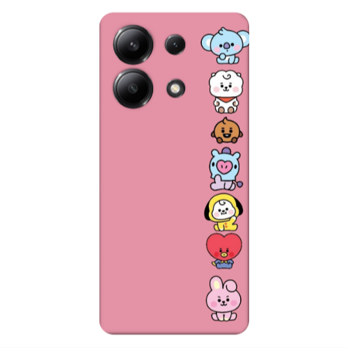 Xiaomi Redmi Note 13 4G Lovely animals Pink Colored Silicone TPU Θήκη