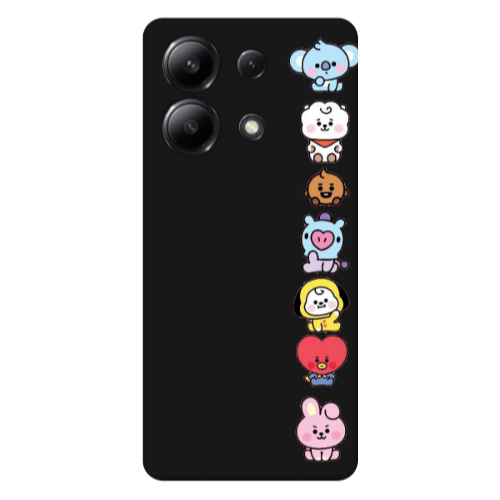 Xiaomi Redmi Note 13 4G Lovely animals Black Colored Silicone TPU Θήκη