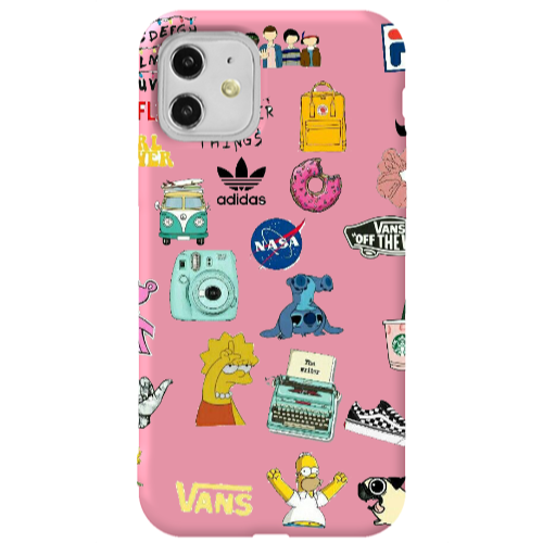 Apple iPhone 11  Mixed up 3 Pink Colored Silicone TPU Θήκη