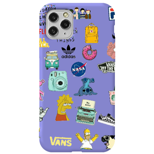 Apple iPhone 11 Pro Mixed up 3 Purple Colored Silicone TPU Θήκη