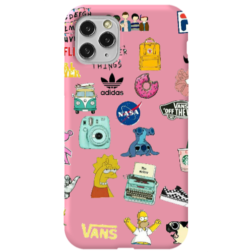 Apple iPhone 11 Pro Mixed up 3 Pink Colored Silicone TPU Θήκη