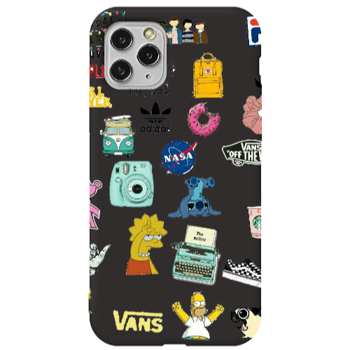 Apple iPhone 11 Pro Mixed up 3 Black Colored Silicone TPU Θήκη