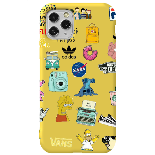 Apple iPhone 11 Pro Mixed up 3 Yellow Colored Silicone TPU Θήκη