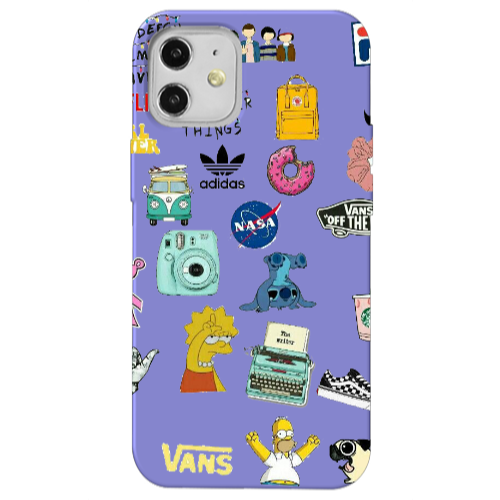 Apple iPhone 12 Mixed up 3 Purple Colored Silicone TPU Θήκη
