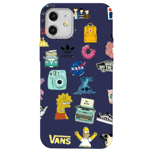 Apple iPhone 12 Mixed up 3 Dark blue Colored Silicone TPU Θήκη