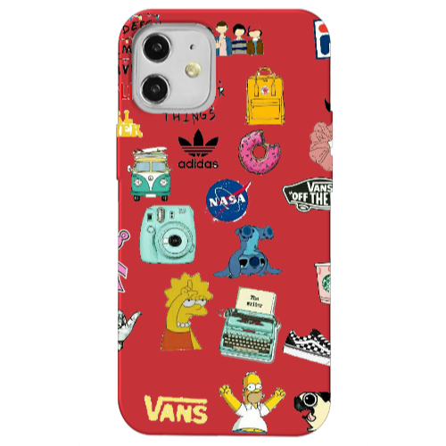 Apple iPhone 12 Mixed up 3 Red Colored Silicone TPU Θήκη